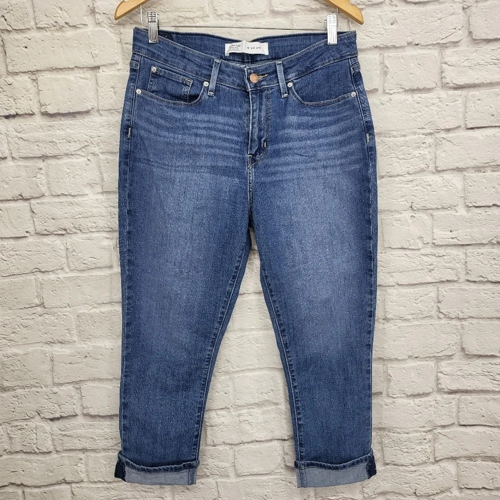 Levi's Mid Rise Medium Wash Cuffed Hem Denim Jeans Sz 10